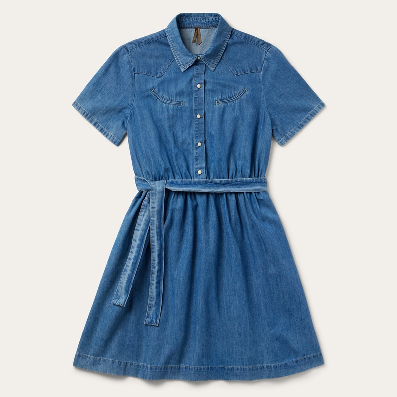 Smile Pocket Denim Dress Blue XS