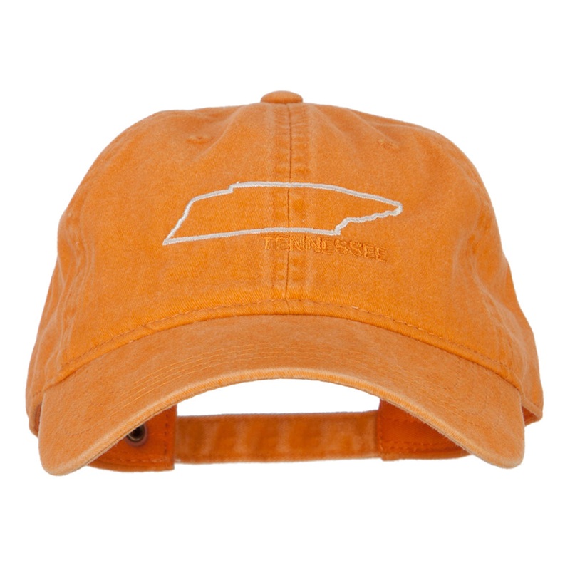 Tennessee with Map Outline Embroidered Washed Cotton Twill Cap Orange One Size
