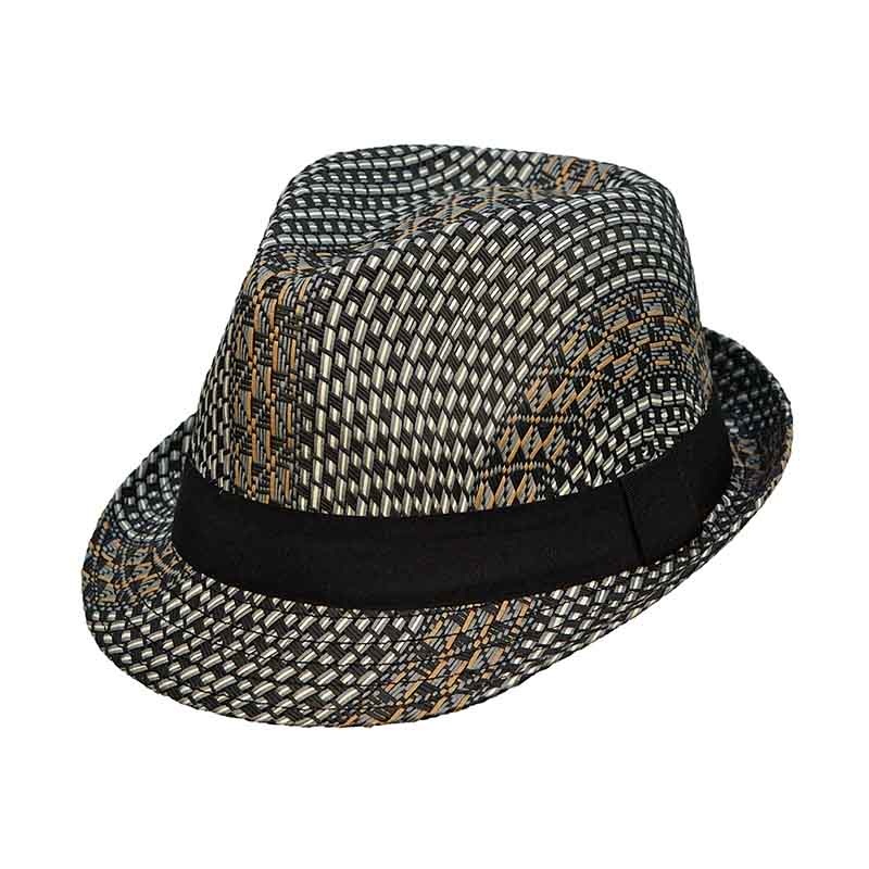 Unique Circular Woven Toyo Fedora – Kenny K. Hats Black Medium (22 1/2″)