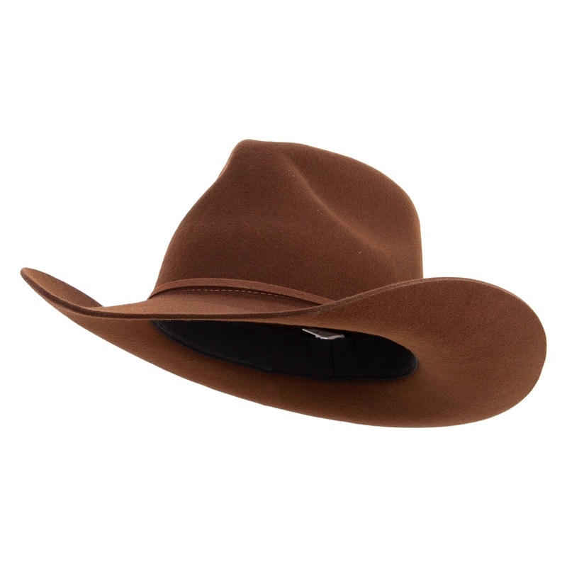 Women’s Stiff Brim Fedora Crown Cowboy Hat Dk Brown One Size