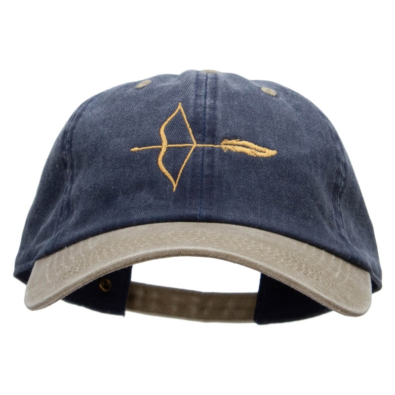 Archery and a Bow Embroidered Pigment Dyed Wash Cap Navy Khaki One Size