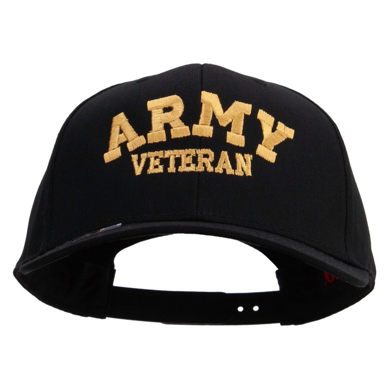 Army Veteran Letters Embroidered Solid Cotton Twill Pro Style Cap Black One Size