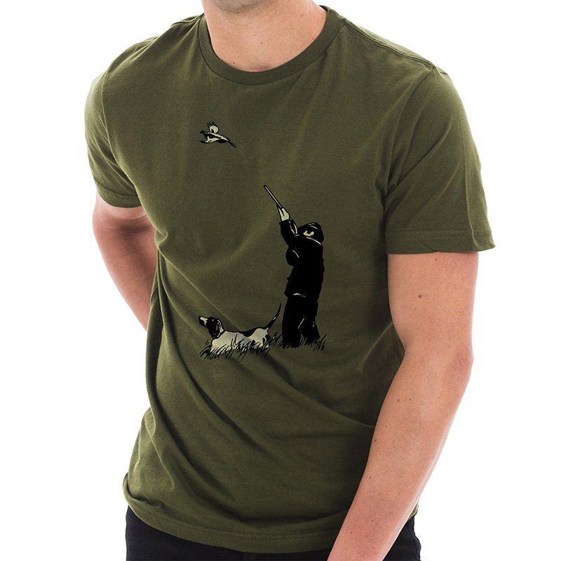 Bird Hunter Graphic Design Deluxe Jersey T-Shirt Army Green XS