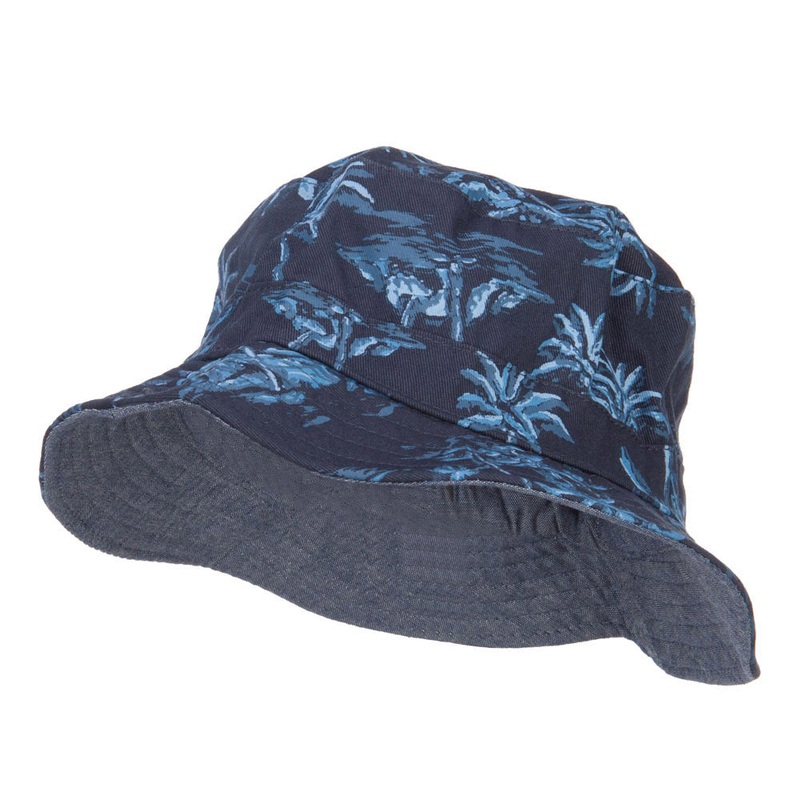 Boy’s Reversible Cotton Bucket Hat Navy Palm One Size