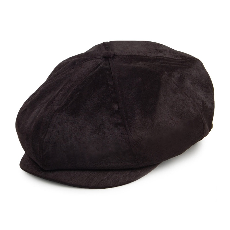 Brixton Hats Brood Satin Newsboy Cap – Black Small-56cm