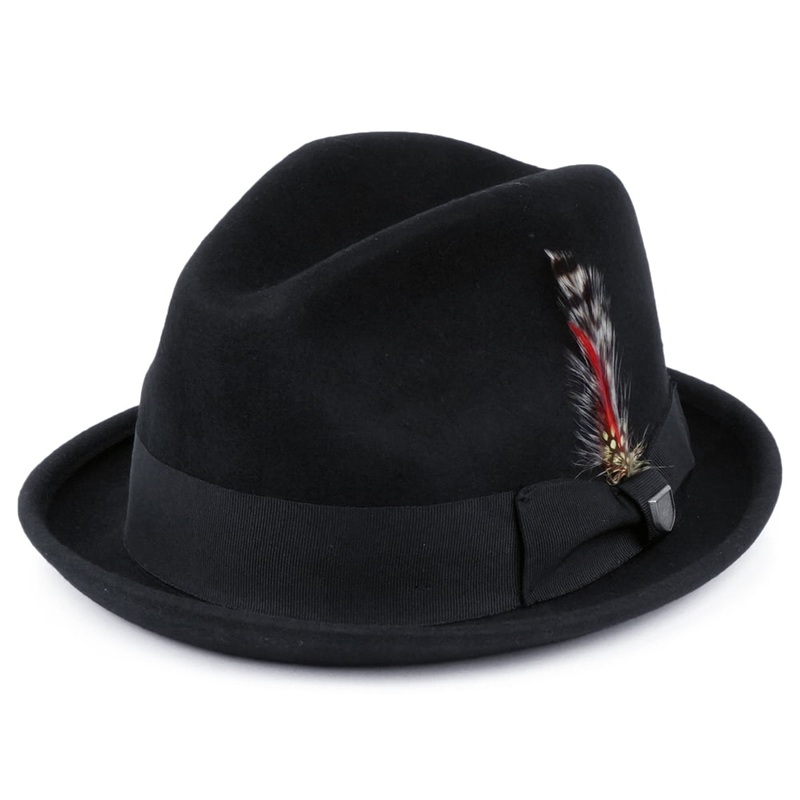 Brixton Hats Gain Wool Felt Trilby Hat – Black Small-56cm