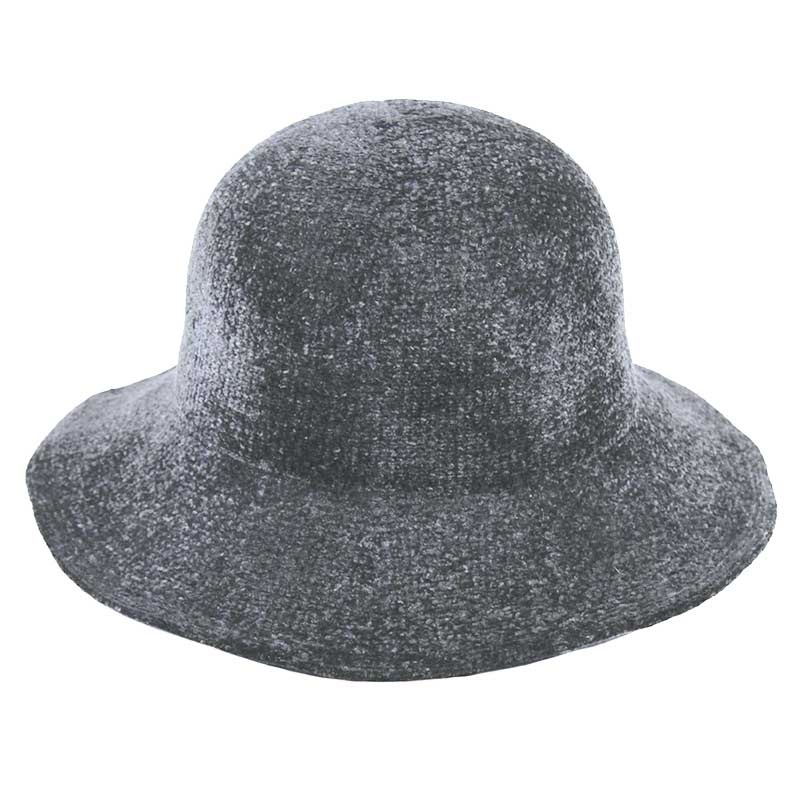 Chenille Cloche with Shapeable Wire Brim – Jeanne Simmons Hat Grey Medium (57 cm)