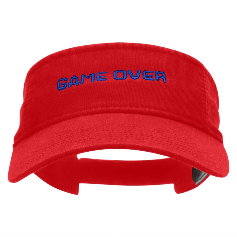 Game Over Embroidered Pro Style Cotton Twill Washed Visor Red One Size
