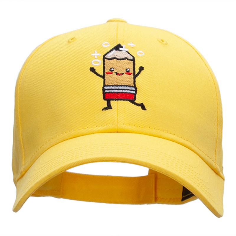 Happy Pencil Embroidered Cotton Twill Cap Yellow One Size