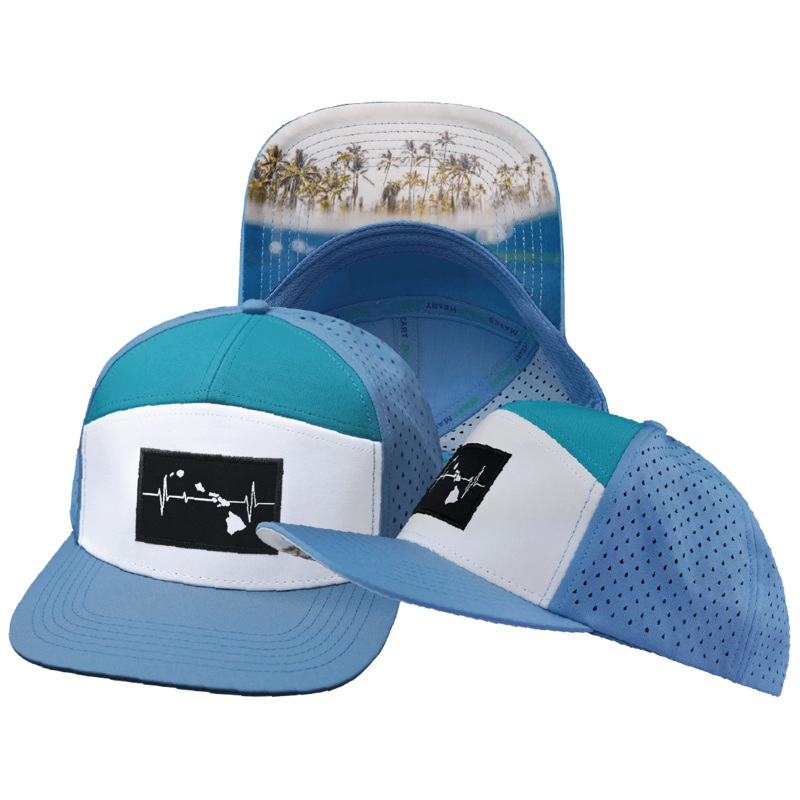 Hawaii Hat – Flat Bill – Light Blue / White / Turquoise – Laser Mesh