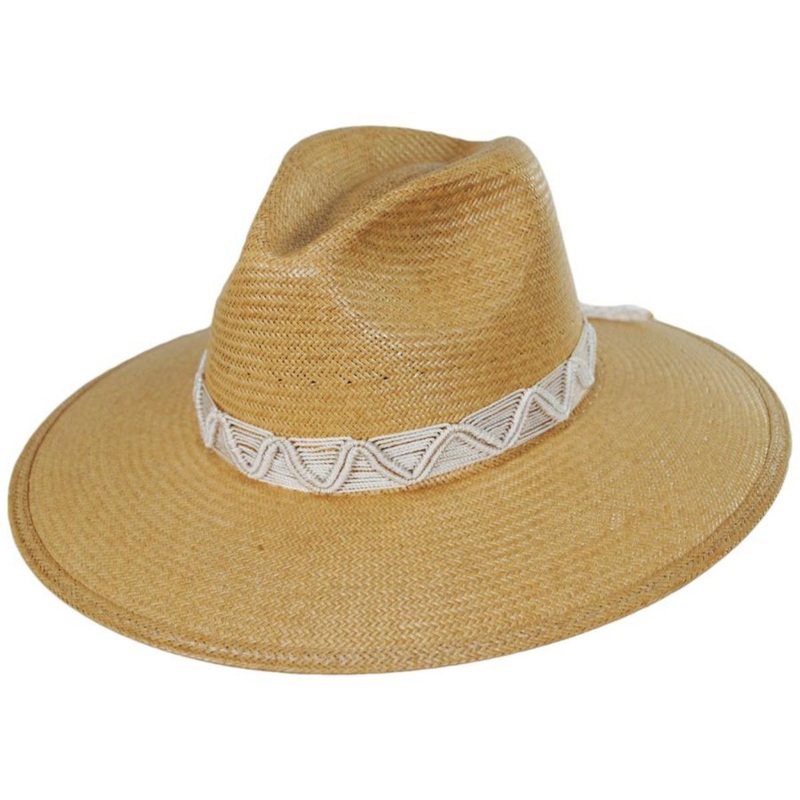 Hello Darlin’ Shantung  Straw Fedora Hat TAN S