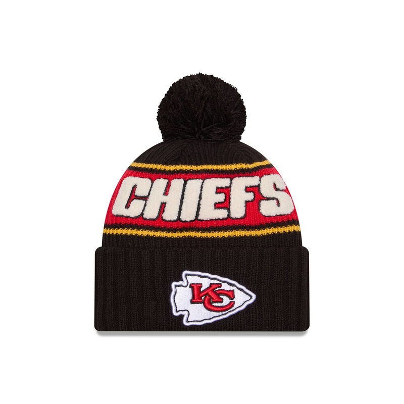 Kansas City Chiefs 2024 Cold Weather Black Pom Knit Hat One Size