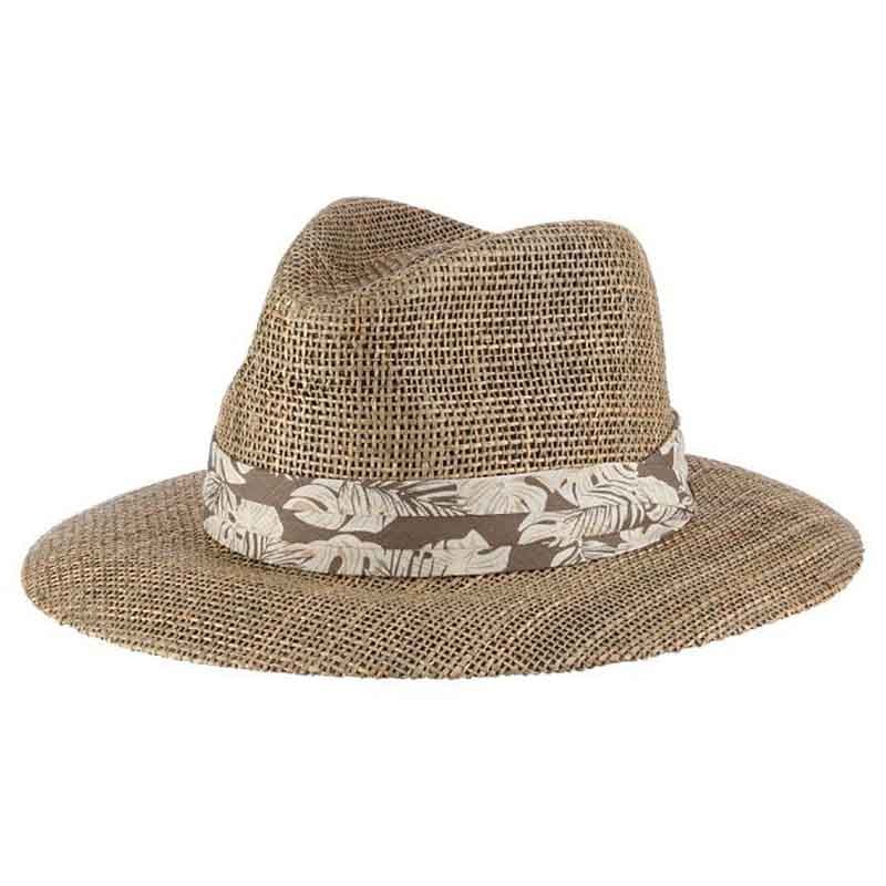Matte Seagrass Safari Hat with Tropical Band – Scala Hats for Men Natural Large (59 cm)