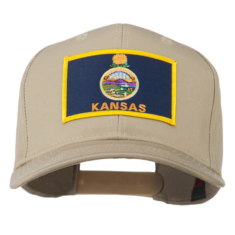 Middle State Kansas Embroidered Patch Cap Khaki One Size