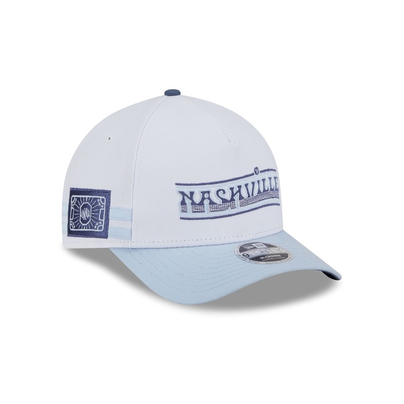 Nashville SC 2025 Jersey Hook White 9FORTY M-Crown A-Frame Snapback Hat One Size