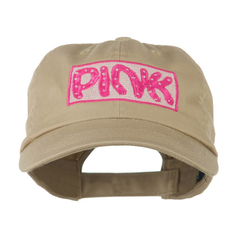 Pink with Border Background Embroidered Cap Khaki One Size