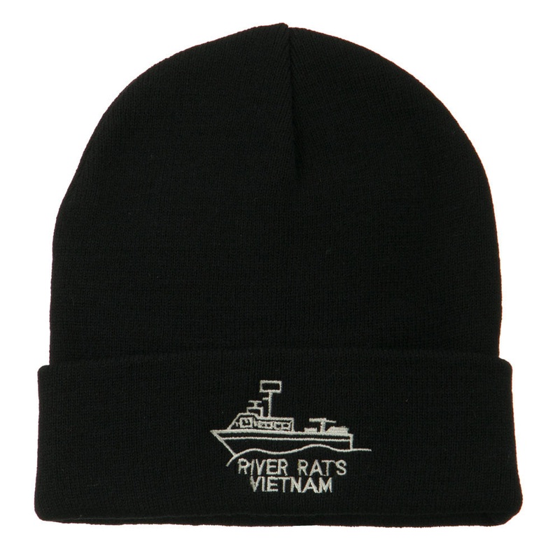 River Rats Vietnam Embroidered Long Beanie Black One Size