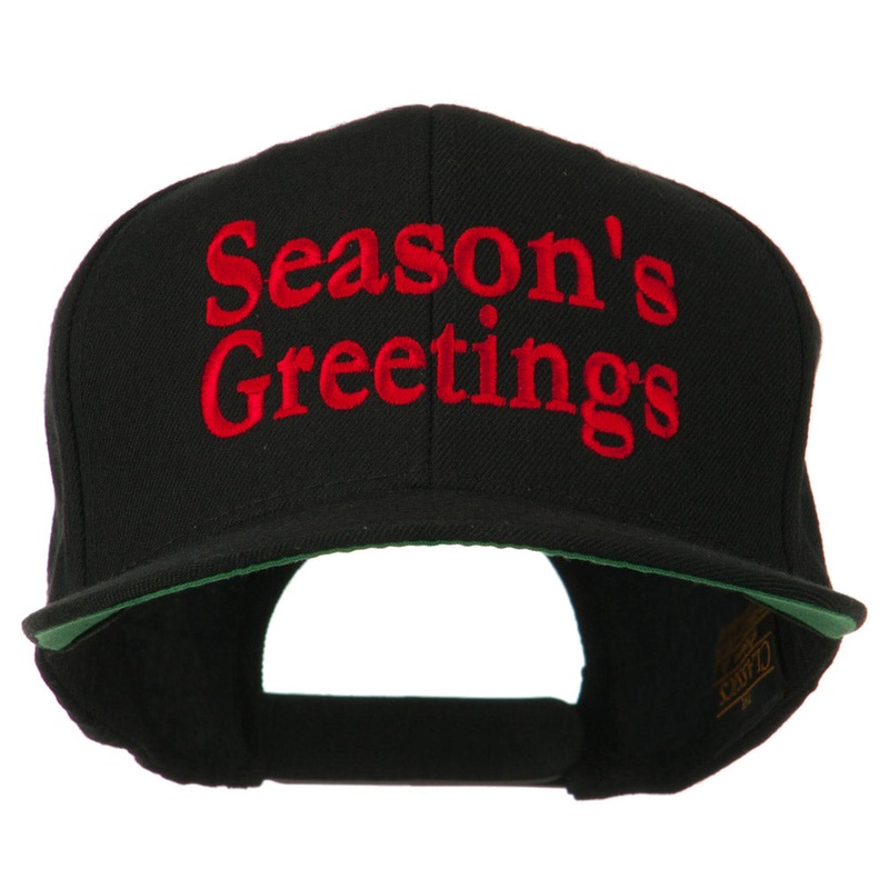 Seasons Greetings Embroidered Snapback Cap Black One Size