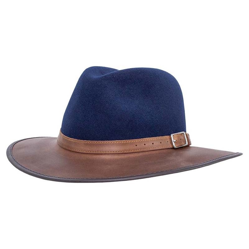 Summit Safari Wool and Leather Hat, Navy – American Outback Navy L (58-59 cm)