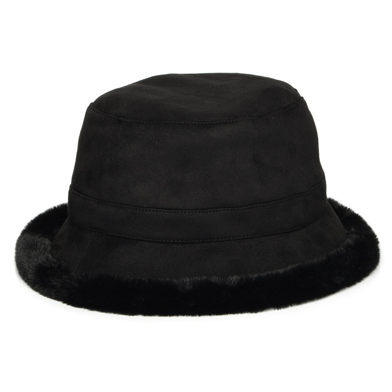 Whiteley Hats Reversible Faux Fur Bucket Hat – Black 1-Size