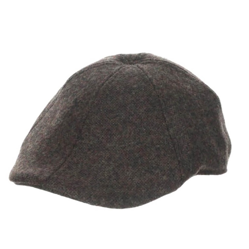 Wool-Blend Tweed Duckbill Cap – Dorfman Pacific Hats Brown Medium Wool Blend