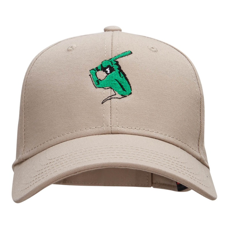 Abstract Batter Embroidered Cotton Twill Cap Khaki One Size