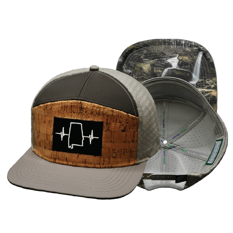 Alabama Hat – Flat Bill – Cork – Gray / Charcoal – Jersey Mesh