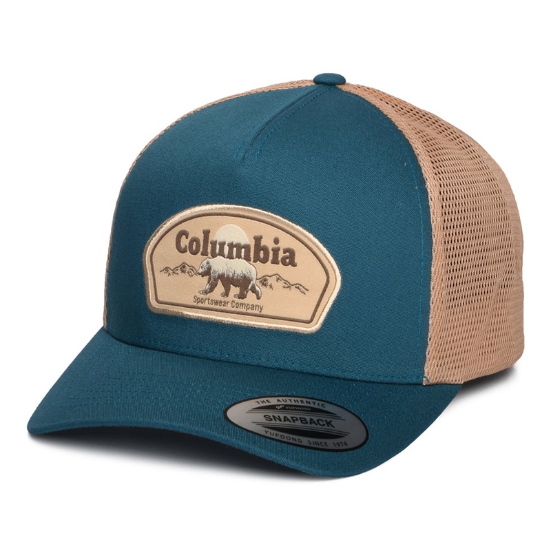 Columbia Hats Bear Roam Road Ready Trucker Cap – Teal-Tan Adjustable