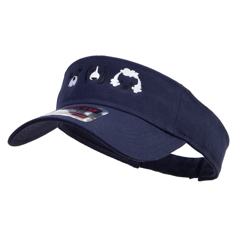 Cute Dogs Icon Embroidered Cotton Twill Sun Visor Navy One Size
