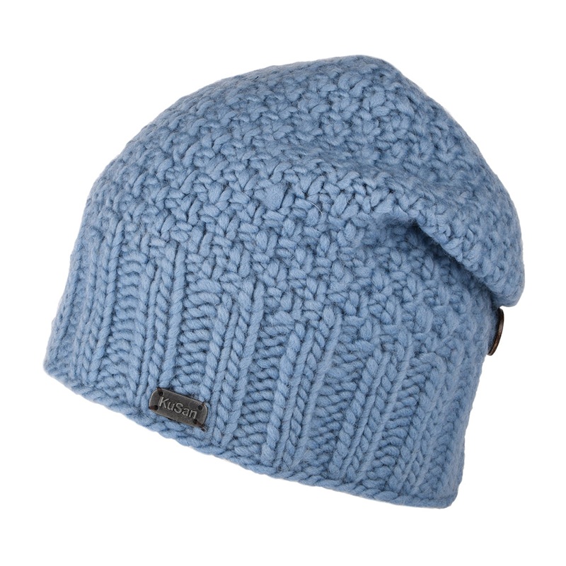 Kusan Button Down Beanie Hat – Sky Blue 1-Size