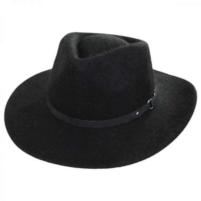 Melbourne Alpaca and Wool Felt Outback Hat BLACK S