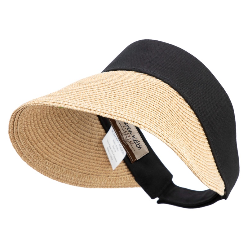UPF 50+ Canvas Crown Paper Braid Visor Black One Size