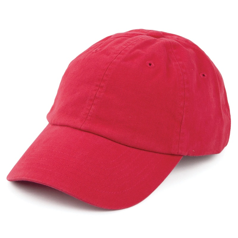Washed Cotton Baseball Cap – Red Adjustable
