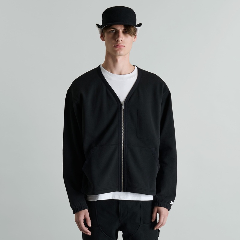 Albright Black Zip Cardigan S