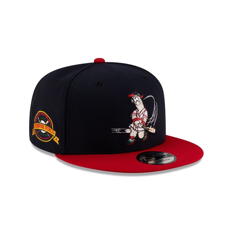 Atlanta Braves Mascot Navy 9FIFTY Snapback Hat One Size