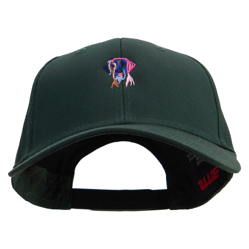 Colorful Dane Dog Embroidered Solid Cotton Twill Low Profile Snap Cap Dk Green One Size