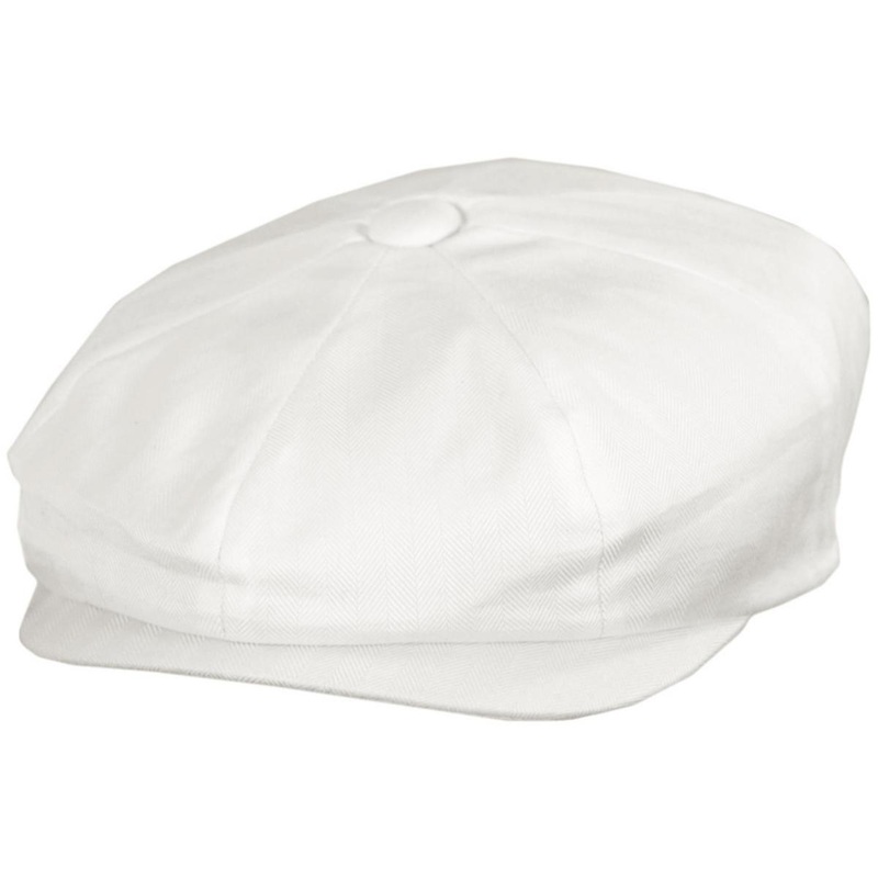 Glasbury Cotton Herringbone Newsboy Cap IVORY S