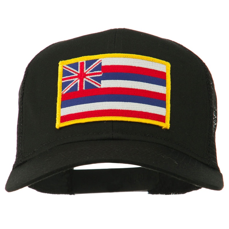 Hawaii State Patched Cotton Twill Mesh Cap Black One Size