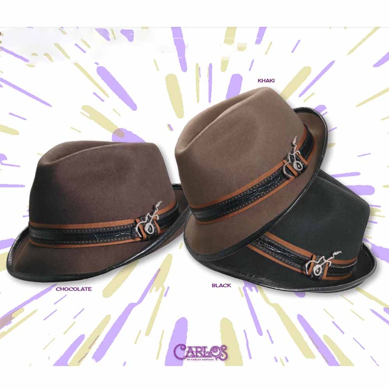 Meditation Wool Felt Fedora with Leatherette Bround Brim – Carlos Santana Hats Chocolate S/M (56 cm)