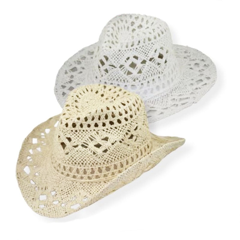 Small Heads Open Weave Toyo Cowboy Hat – Jeanne Simmons Hats White Small
