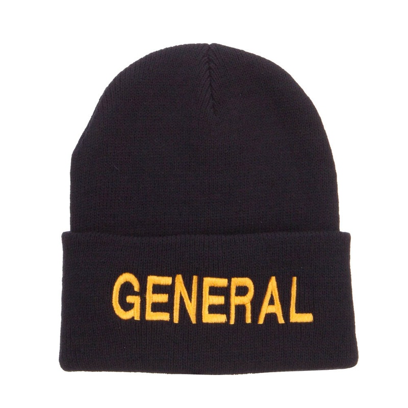US General Embroidered Long Beanie Black One Size