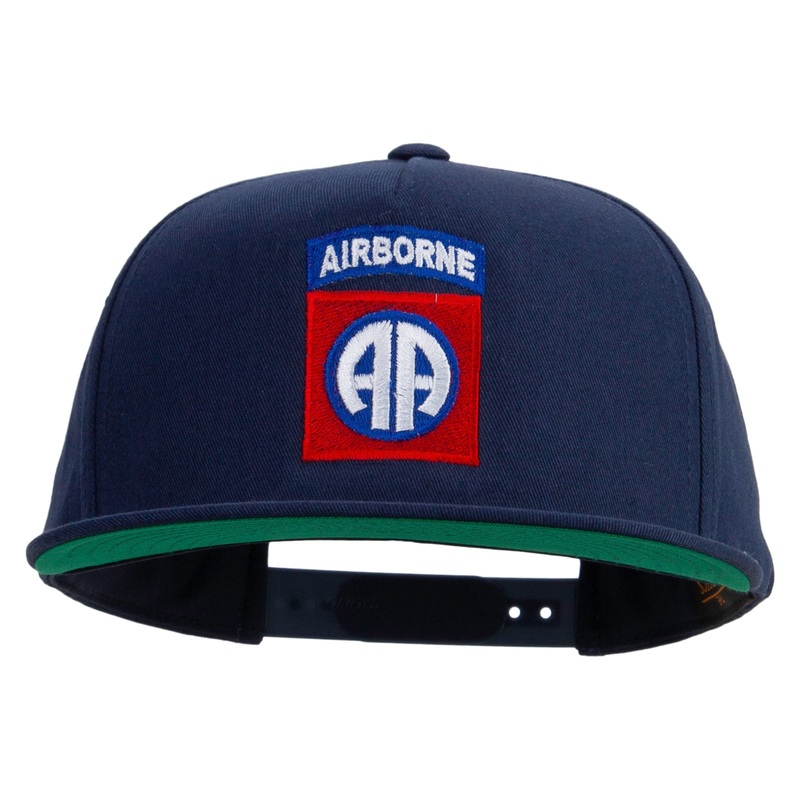 82nd Airborne Military Embroidered 5 Panel Flat Bill Twill Snapback Solid Cap Navy One Size