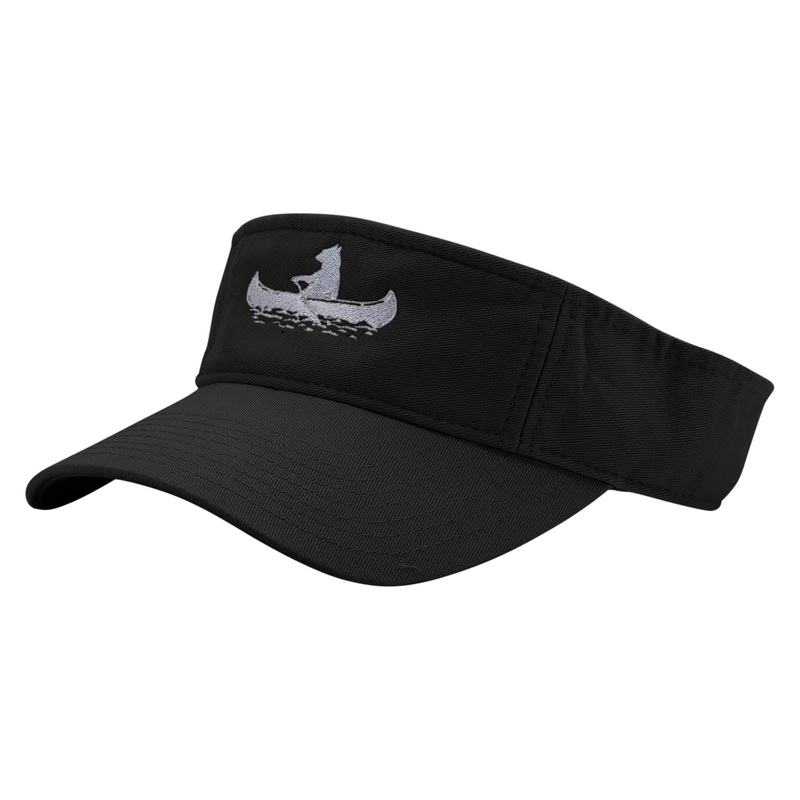 Bear Rides a Canoe Embroidered Pro Style Cotton Twill Washed Visor Black One Size