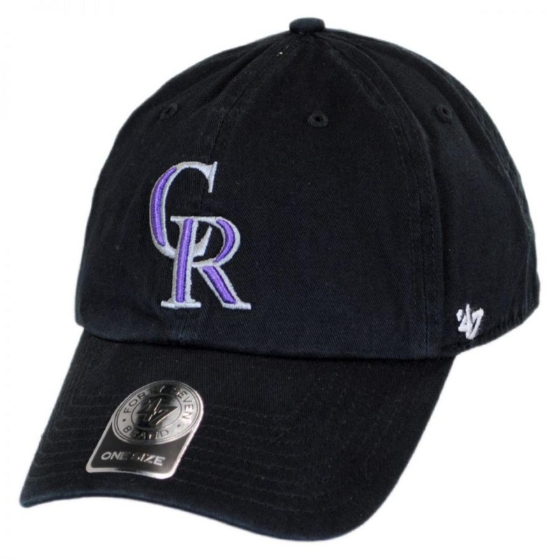 Colorado Rockies MLB Clean Up Strapback Baseball Cap Dad Hat BLACK ADJUSTABLE