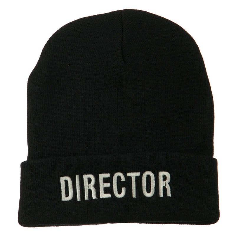 Director Embroidered Long Beanie Black One Size
