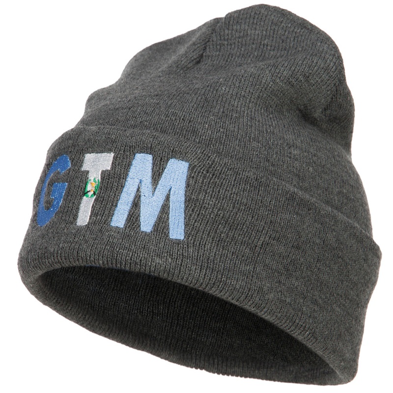 Guatemala GTM Flag Embroidered Long Beanie Dk Grey One Size
