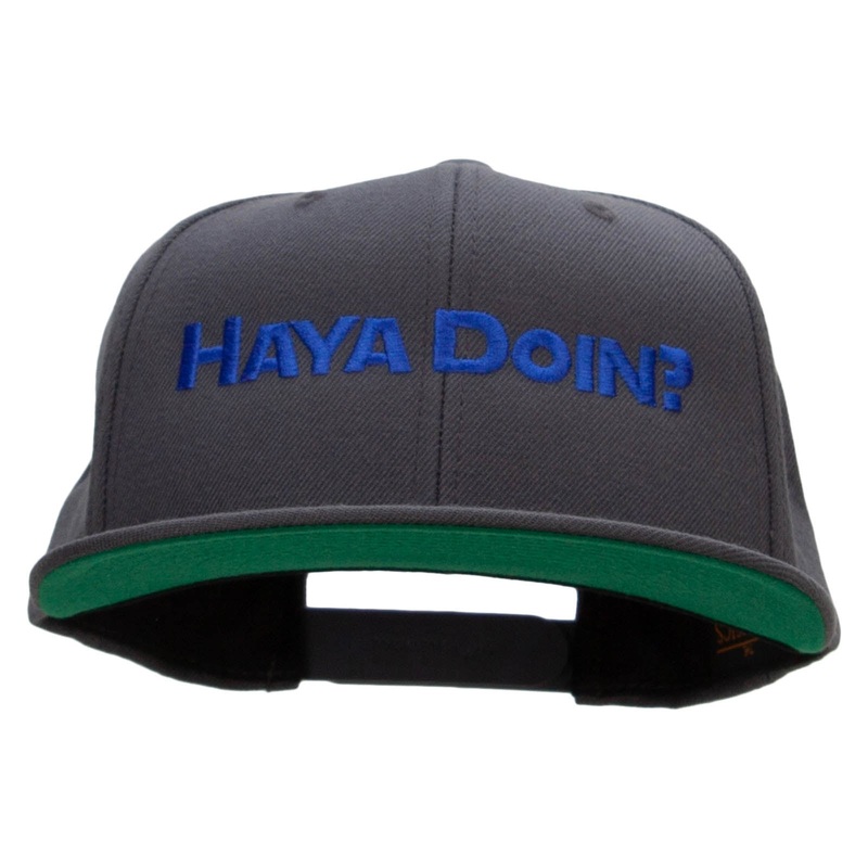 Haya Doin? Embroidered Wool Blend Prostyle Snapback Dk Grey One Size