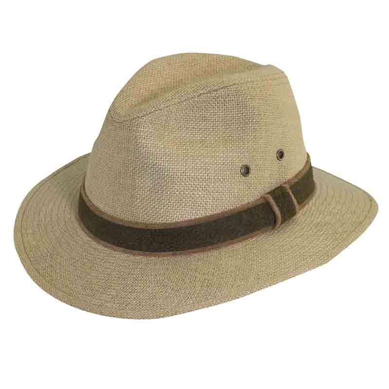 Hemp Safari Hat with Leather Band – Dorfman Pacific Camel M (22 1/2″)