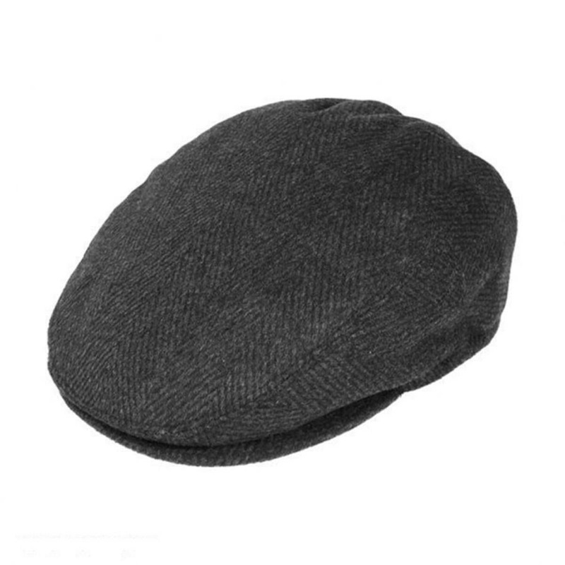 Large Herringbone Wool Blend Ivy Cap CHARCOAL S