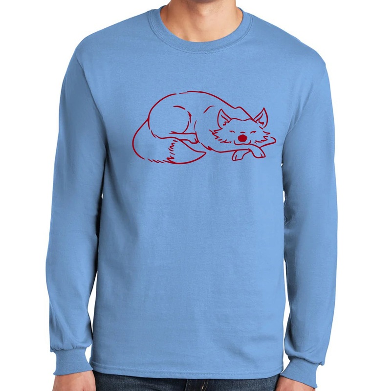 Mississippi Red Fox Graphic Design Men’s Big Size Ultra Cotton Long Sleeve T-Shirt Carolina Blue XS